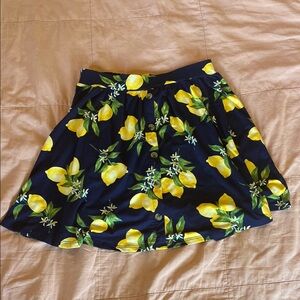 French Grey Navy and Lemon Yellow Skater Mini Skirt